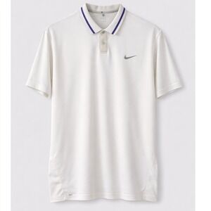 Nike Tiger Woods Collection Mens White Dri-Fit Golf Polo Shirt XL Purple Trim